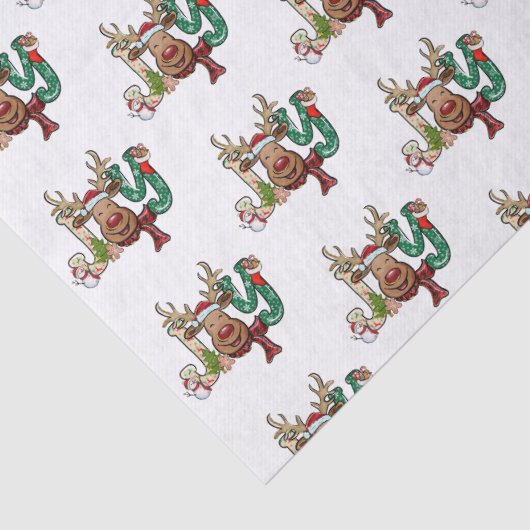 Joy Reindeer Fun kerstavond Tissuepapier (Detail)