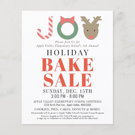 JOY Reindeer Holiday Bake Sale Flyer (Voorkant)