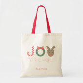 JOY Reindeer Kerstfeestdag Tote Bag (Voorkant)