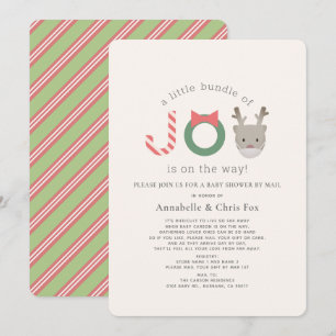 Joy Reindeer Mask Holiday Baby shower per post Kaart