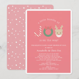 Joy Reindeer Mask Pink Holiday Baby shower per pos Kaart