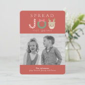 JOY Reindeer Mask Red Kerstfoto Feestdagenkaart (Staand voorkant)