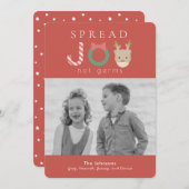 JOY Reindeer Mask Red Kerstfoto Feestdagenkaart (Voorkant / Achterkant)