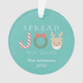 Joy Reindeer met Mask Blue Holiday Photo Ornament (voorkant)