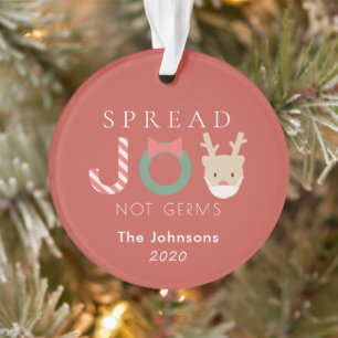 Joy Reindeer met Mask Red Holiday Photo Ornament