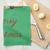 Joy Reindeer Red Green Kerstmis Holiday Theedoek (Quarter Fold)