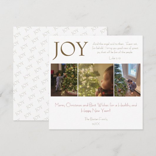 Joy Religious Bible Verse Modern Simple Christmas Feestdagenkaart (Voorkant / Achterkant)
