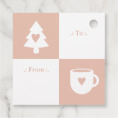 Joy Retro Geruit Patroon Kerst Monogram Bedankjes Labels (Achterkant)