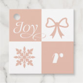 Joy Retro Geruit Patroon Kerst Monogram Bedankjes Labels (Voorkant)