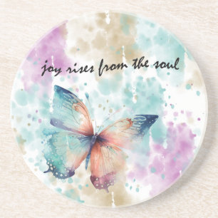 Joy Rises beroemd gemaakt door Soul Butterfly Abst Zandsteen Onderzetter