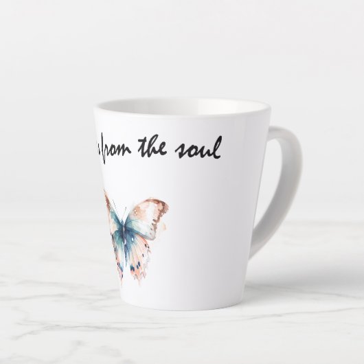 Joy Rises beroemd gemaakt door Soul Butterfly Latte Mok (Rechterhoek)