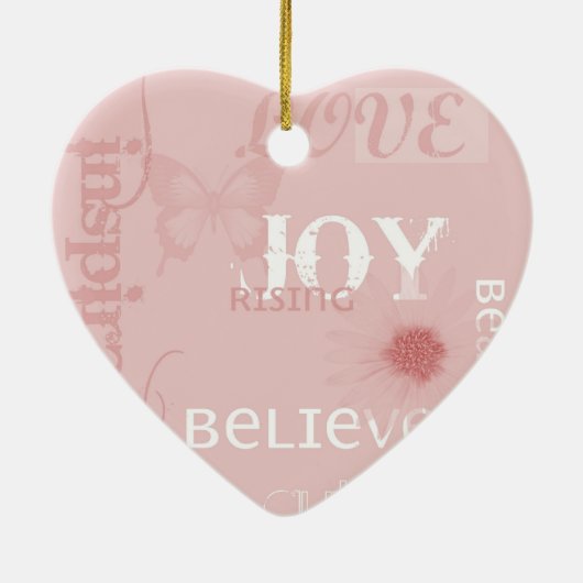 Joy Rising Roze Keramisch Ornament (Achterkant)