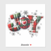 JOY - Rode en Groene Kerst Tartan Typografie Sticker (Vel)