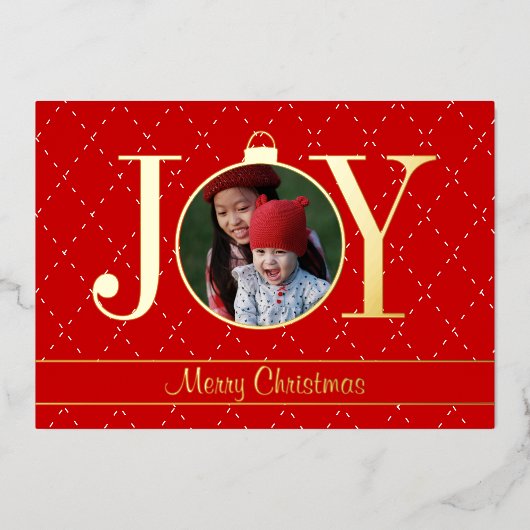 JOY Rode Kerst Kaart met Echt (Voorkant)