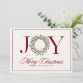 Joy rode krans niet foto vakantie kerstkaart (Staand voorkant)