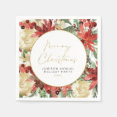 JOY Rode Poinsettia Kerstfeest Decor Servet (Voorkant)