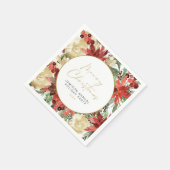 JOY Rode Poinsettia Kerstfeest Decor Servet (Hoek)