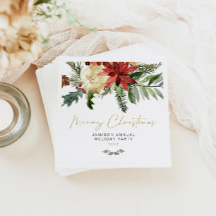 JOY Rode Poinsettia Kerstfeest Decor Servet