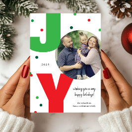 JOY Rood en Groen Foto Kerstvakantie Kaart