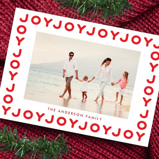 Joy | Rood kerstfoto-Lijst Feestdagenkaart