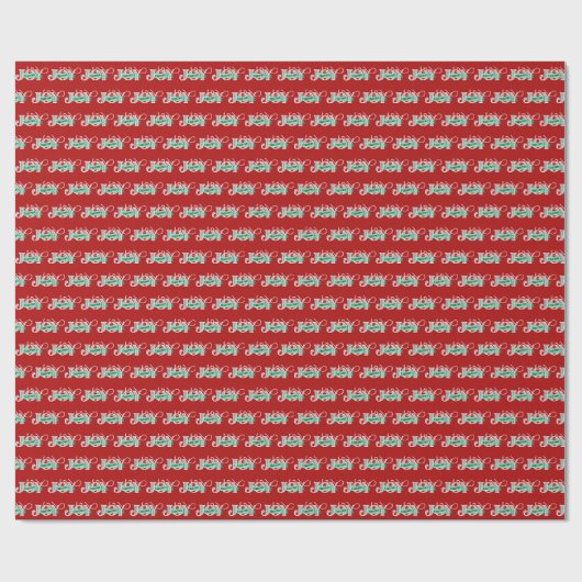 JOY Rood Modern Vet Script Minimalistisch Kerstmis Cadeaupapier (Vlak)