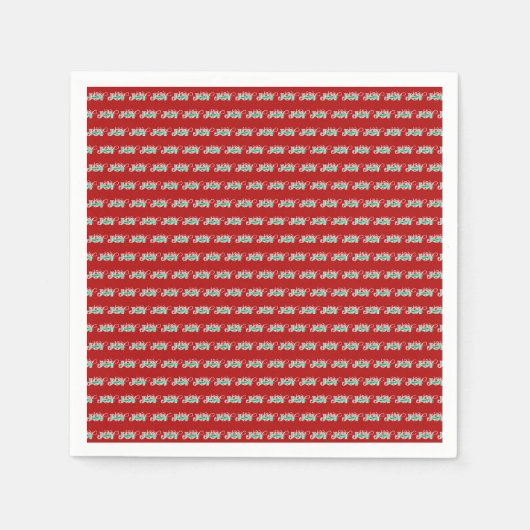 JOY Rood Modern Vet Script Minimalistisch Kerstmis Servet (Voorkant)