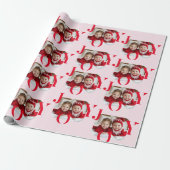 JOY | Rood & Roze Modern Kerst Foto Cadeaupapier (Uitgerold)