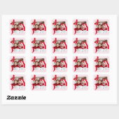 JOY | Rood & Roze Modern Kerst Foto Vierkante Sticker (Vel)