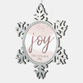 Joy | Roos Gold Holiday Tin Sneeuwvlok Ornament (Rechts)