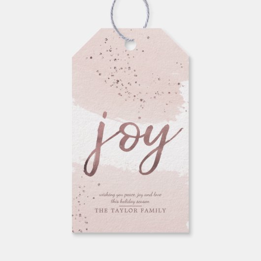 Joy | Roos Gold Kerstmis Cadeaulabel (Achterkant)
