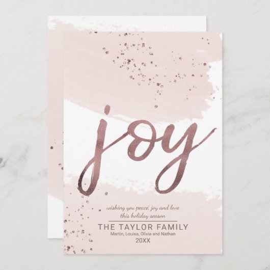 Joy | Roos Gold Kerstmis Feestdagenkaart (Voorkant / Achterkant)