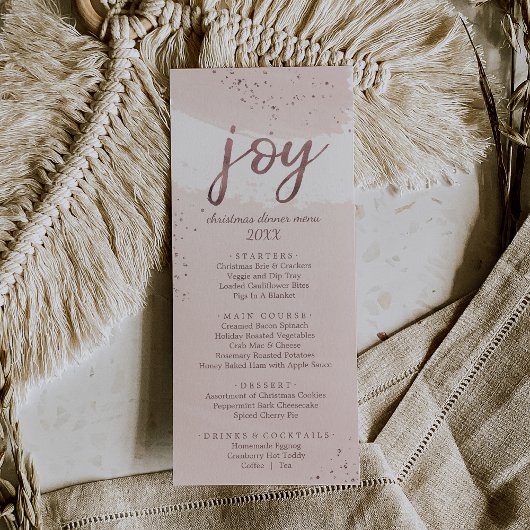 Joy | Roos Gold Kerstmis menu Kaart