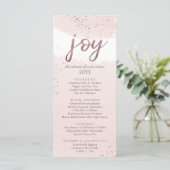 Joy | Roos Gold Kerstmis menu Kaart (Staand voorkant)