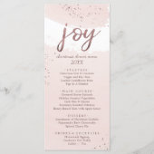 Joy | Roos Gold Kerstmis menu Kaart (Voorkant)
