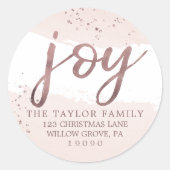 Joy | Roos Gold-kerstretouradres Ronde Sticker (Voorkant)