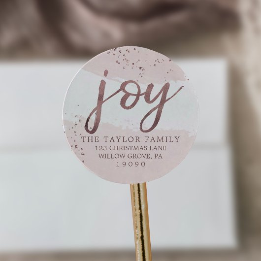 Joy | Roos Gold-kerstretouradres Ronde Sticker