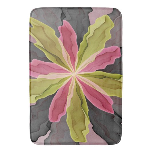 Joy, roze groene antracite Fantasy Fantasy Flower  Badmat (Voorkant Verticaal)