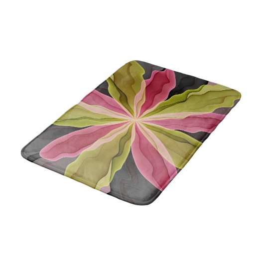 Joy, roze groene antracite Fantasy Fantasy Flower  Badmat (Gekanteld)