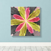 Joy, roze groene antracite Fantasy Fantasy Flower Canvas Afdruk (Insitu (Houten vloer))