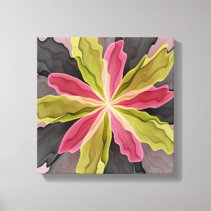 Joy, roze groene antracite Fantasy Fantasy Flower  Canvas Afdruk