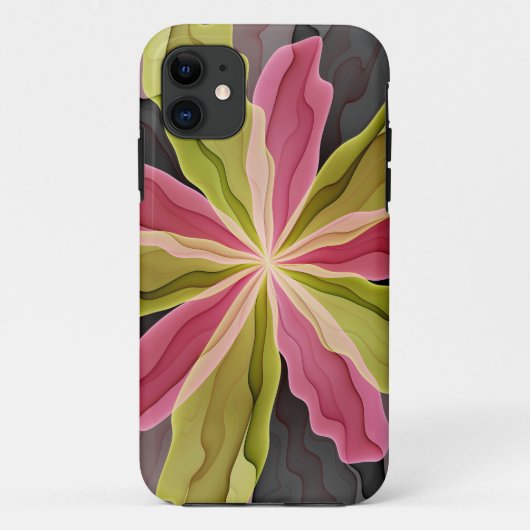 Joy, roze groene antracite Fantasy Fantasy Flower Case-Mate iPhone Case (Achterkant)