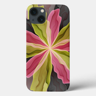 Joy, roze groene antracite Fantasy Fantasy Flower iPhone 13 Hoesje
