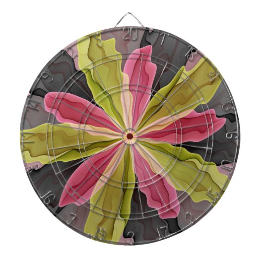 Joy, roze groene antracite Fantasy Fantasy Flower  Dartbord (Voorkant)