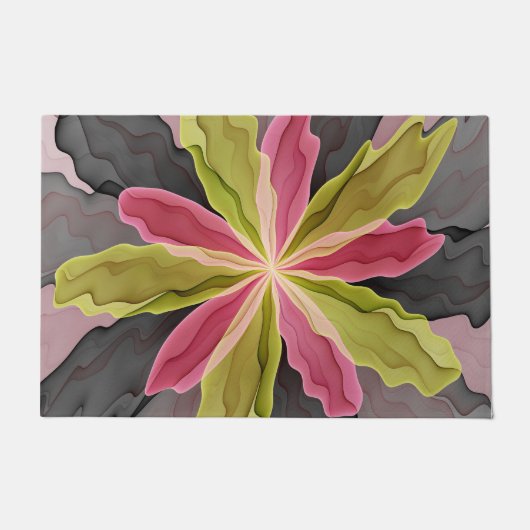 Joy, roze groene antracite Fantasy Fantasy Flower Deurmat (Voorkant)