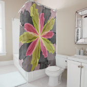 Joy, roze groene antracite Fantasy Fantasy Flower  Douchegordijn (In situ)