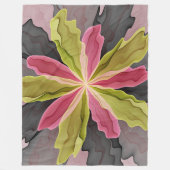 Joy, roze groene antracite Fantasy Fantasy Flower Fleece Deken (Voorkant)