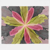 Joy, roze groene antracite Fantasy Fantasy Flower Fleece Deken (Voorkant (Horizontaal))