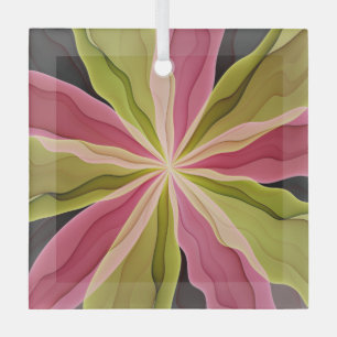 Joy, roze groene antracite Fantasy Fantasy Flower Glas Ornament