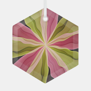 Joy, roze groene antracite Fantasy Fantasy Flower  Glas Ornament