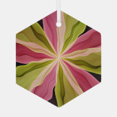 Joy, roze groene antracite Fantasy Fantasy Flower Glas Ornament (Achterkant)